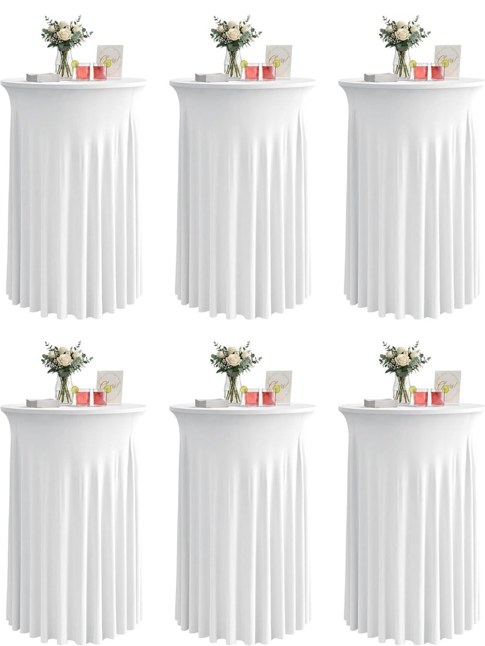 White Stretch Cocktail Table Cover for Home Parties